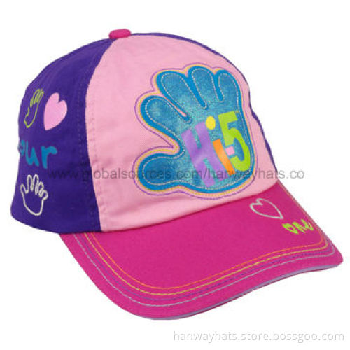 Fashionable 4-panel 3 Colors Cotton Twill Sports Flat Cap for Kids, with Single Stitch Embroidery